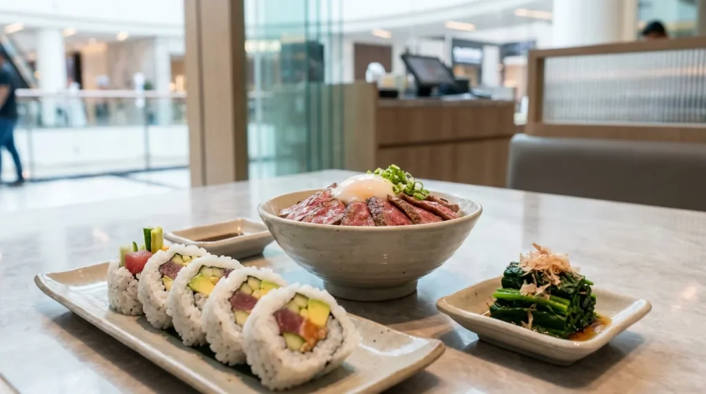 Origami Dubai Mall sushi rolls donburi bowl and Japanese sides