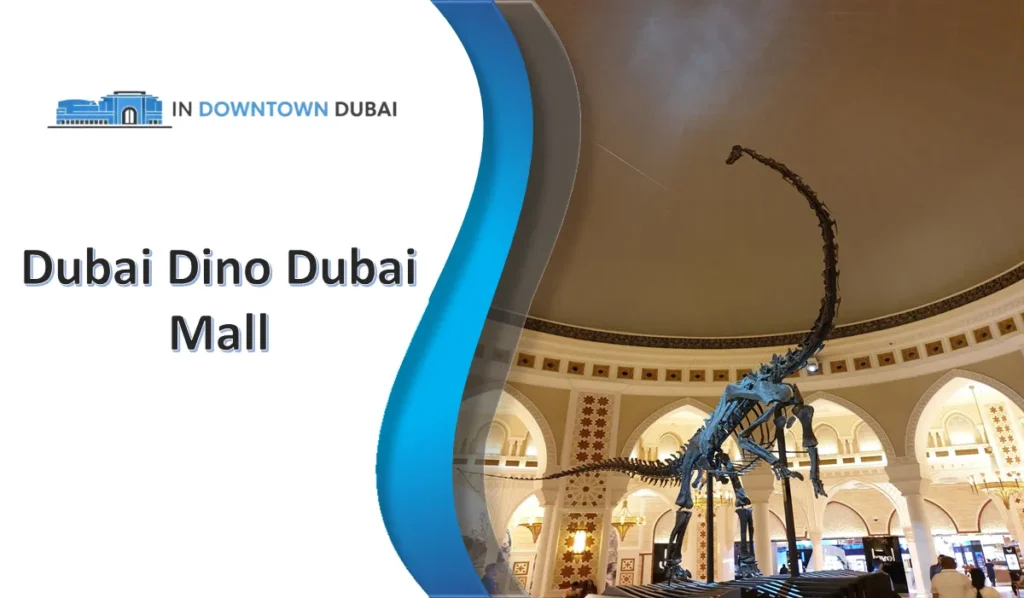 Dubai Dino fossil skeleton display inside Dubai Mall attraction area