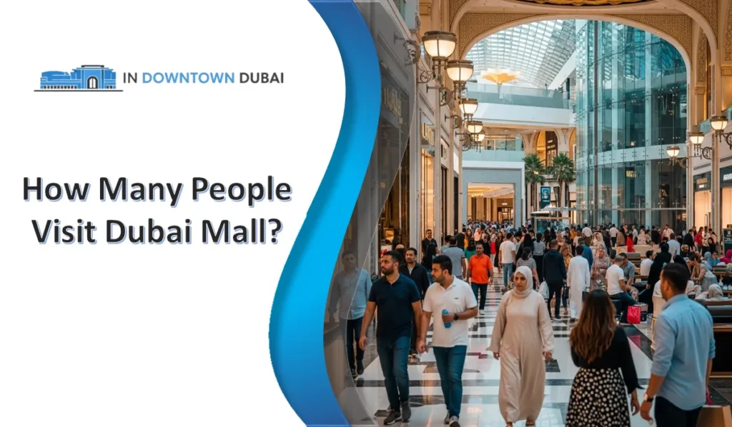 How Many People Visit Dubai Mall? (Latest 2024–2026 Data) Crowd inside Dubai Mall with shoppers walking through main atrium