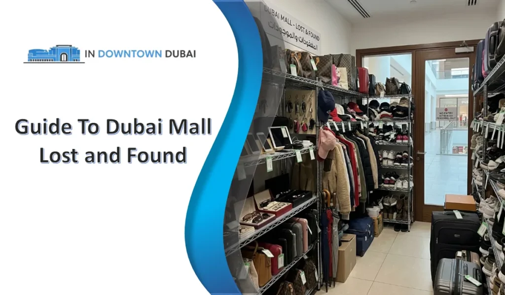 Dubai Mall lost and found room with stored items like bags, clothes, and luggage