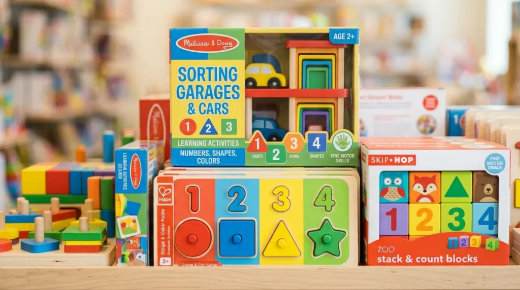 Educational toys for kids including number blocks, shape sorters, and learning games at Early Learning Centre Dubai Mall