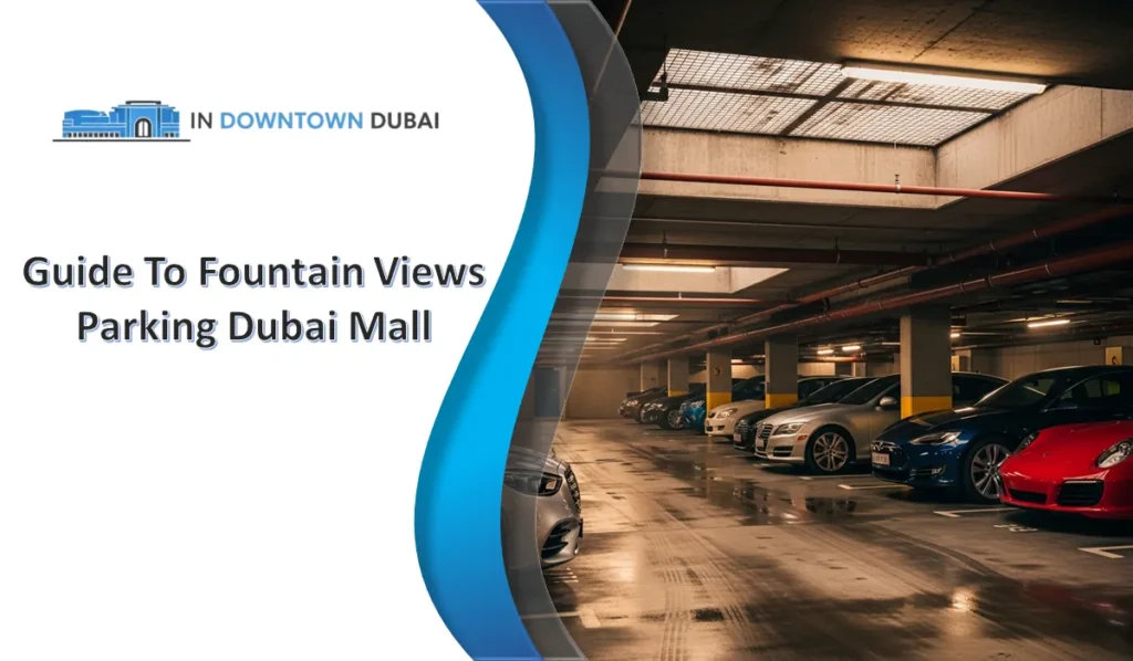 Fountain Views Parking Dubai Mall underground parking area with cars and clear parking layout