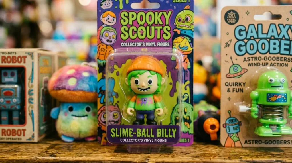 Novelty toys and collectible figures displayed at The Little Things Dubai Mall