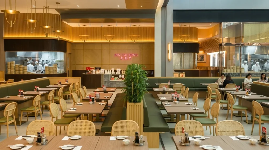 Interior seating area of Din Tai Fung Dubai Mall restaurant in Fashion Avenue Downtown Dubai