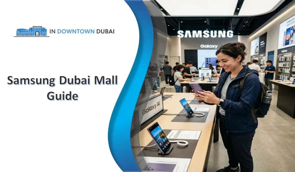 Customer testing Galaxy smartphones at the Samsung Experience Store in Dubai Mall