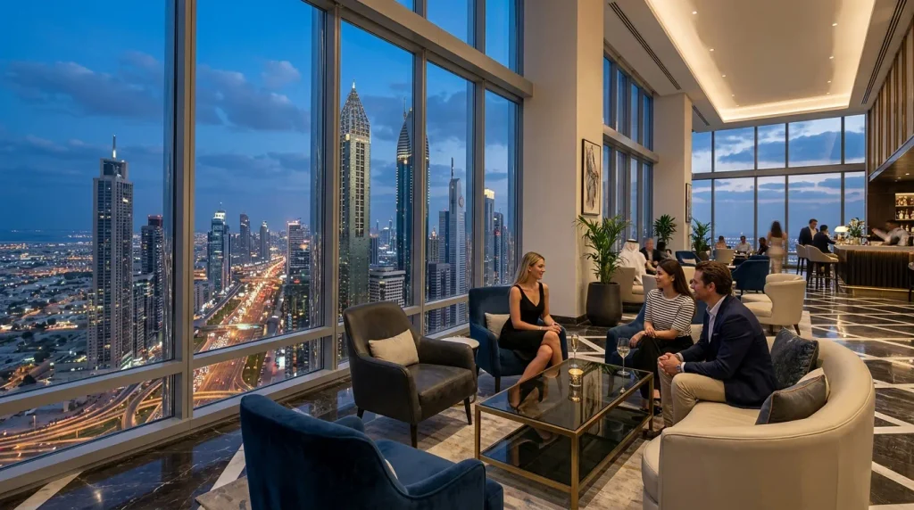 Burj Khalifa Floor 43 Sky Lobby with Dubai skyline views